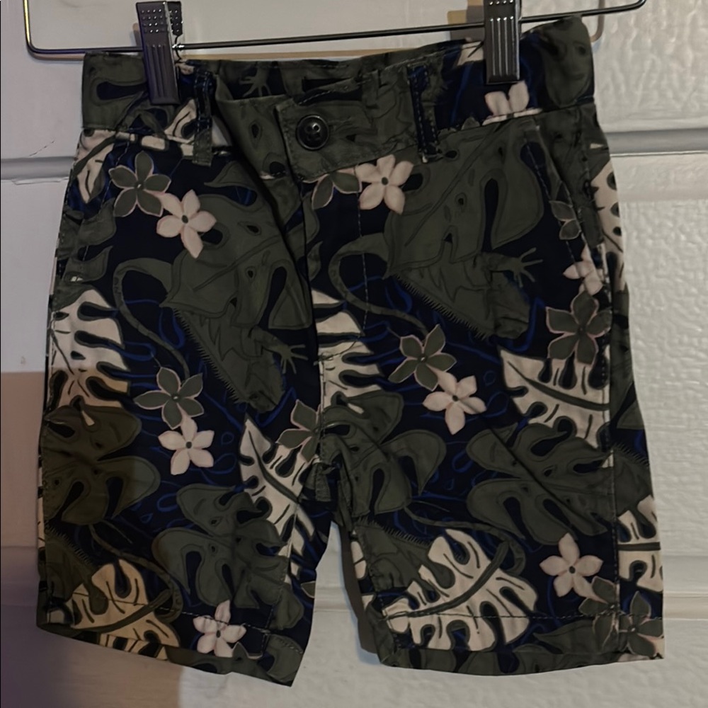 The Children's Place Green and Black Hybrid Bottoms with Tropical Print